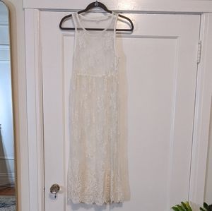 sheer ivory lace tank dress